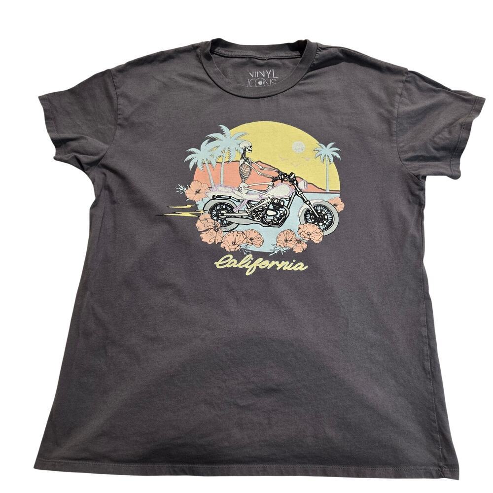 California Biker Skeleton T-shirt Viny Icons Size S 100% cotton